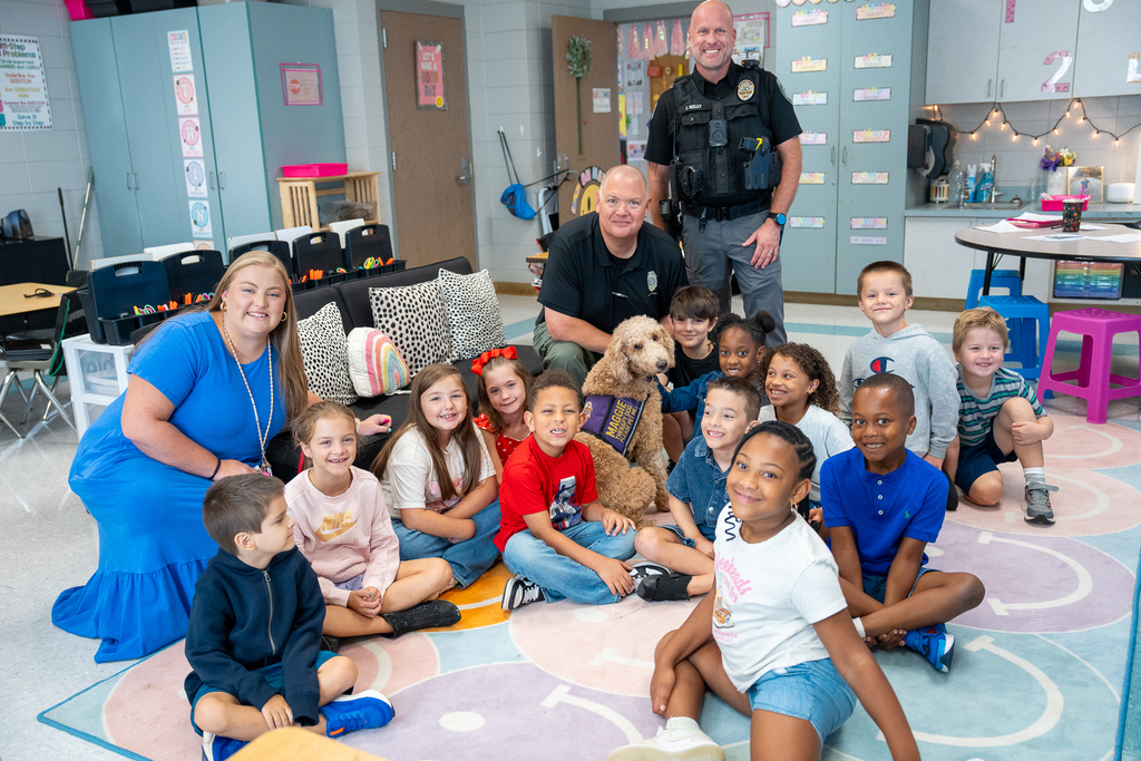 therapy dog with students