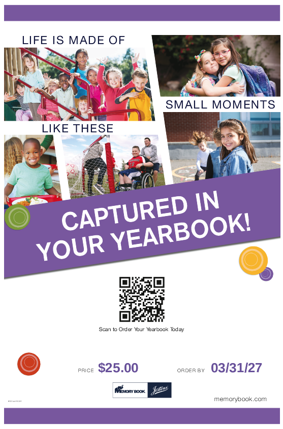 QR code and examples of pictures to advertise the yearbook.