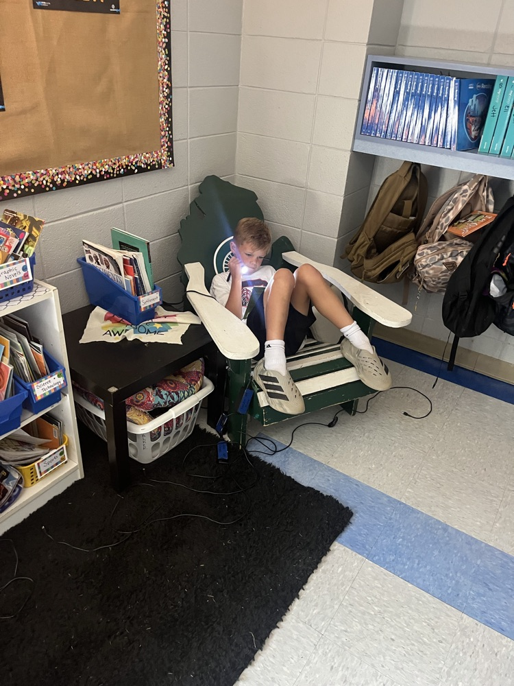 students reading with flashlights