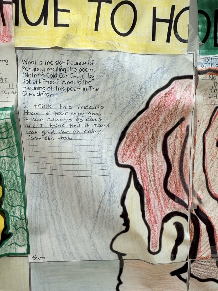 student work hanging in the hallway