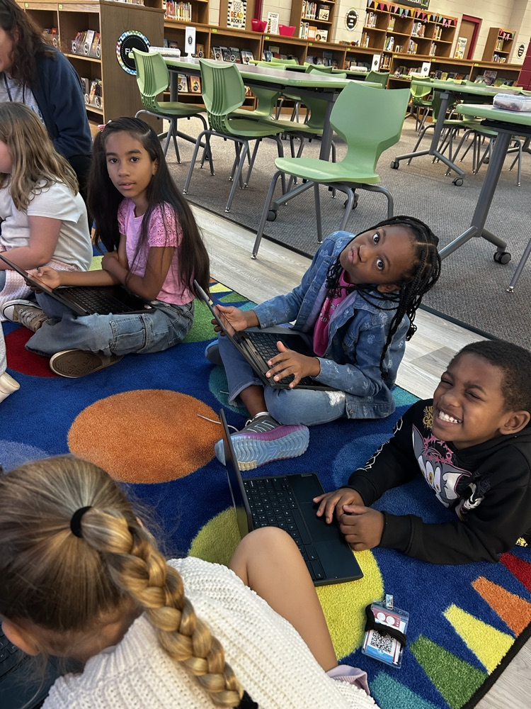 students in the library