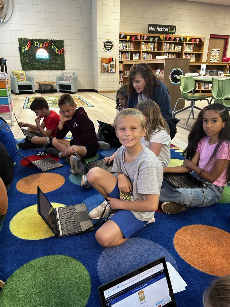 students in the library