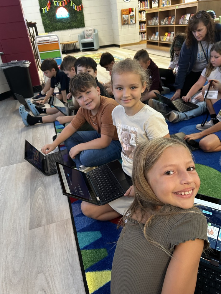 students in the library