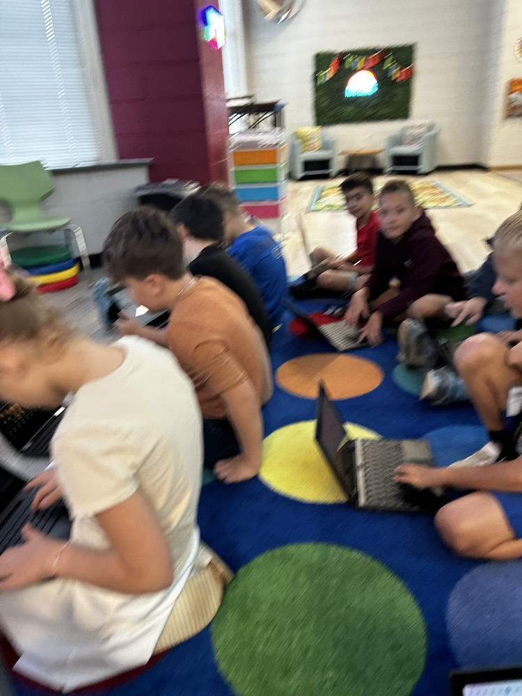 students in the library