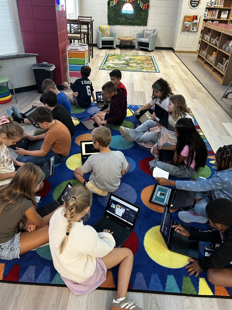 students in the library