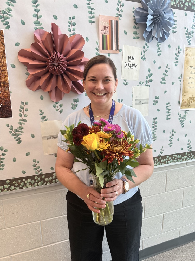 teacher with flowers