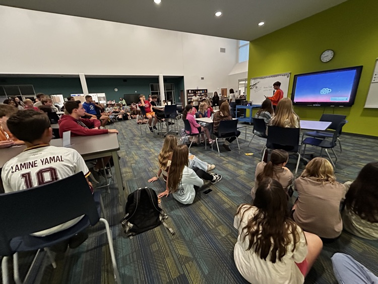 students in the library