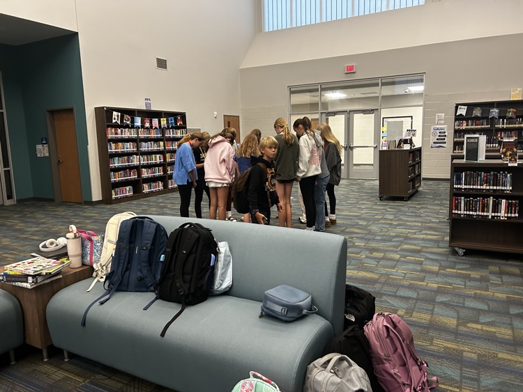 students in the library