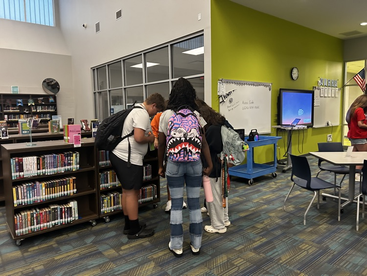 students in the library