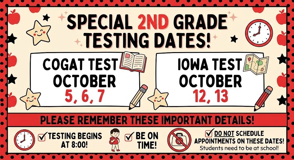2nd grade testing dates