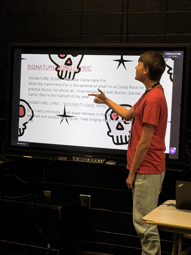 student presenting