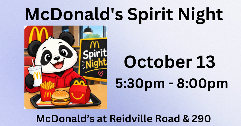 McDonald's Spirit Night Oct 13 5:30-8:00pm