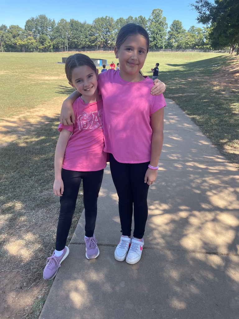 two girls dressed in pink on the playground