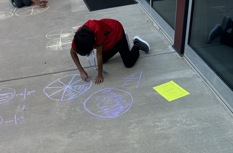 kids with chalk doing math