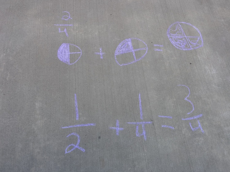 kids with chalk doing math