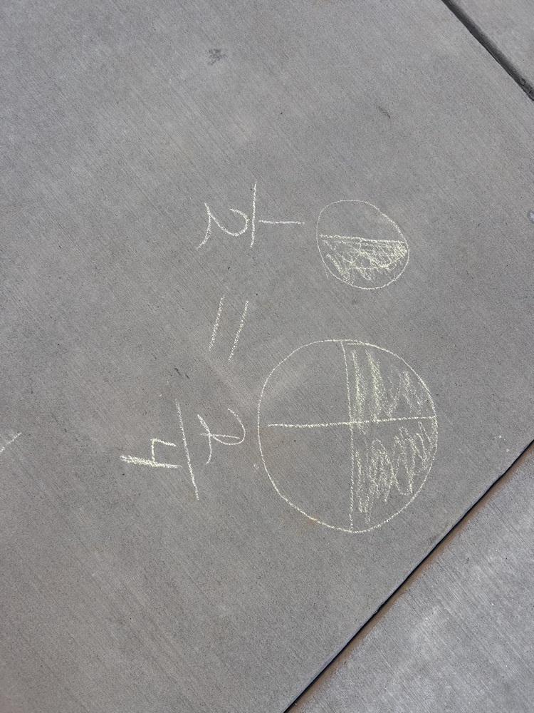 kids with chalk doing math