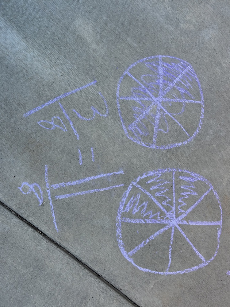 kids with chalk doing math