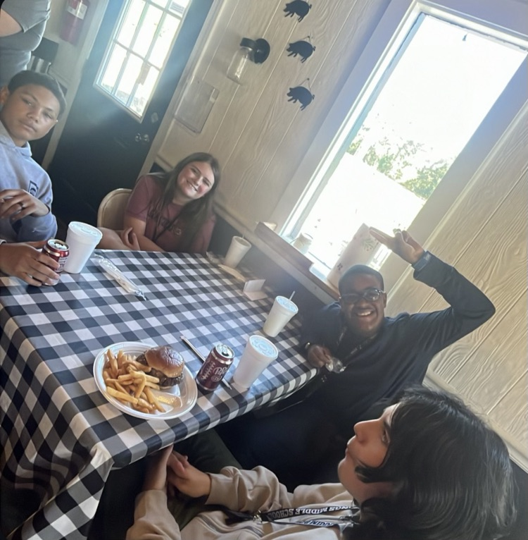 students at a table