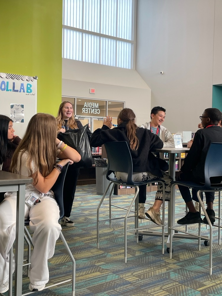 students in the library
