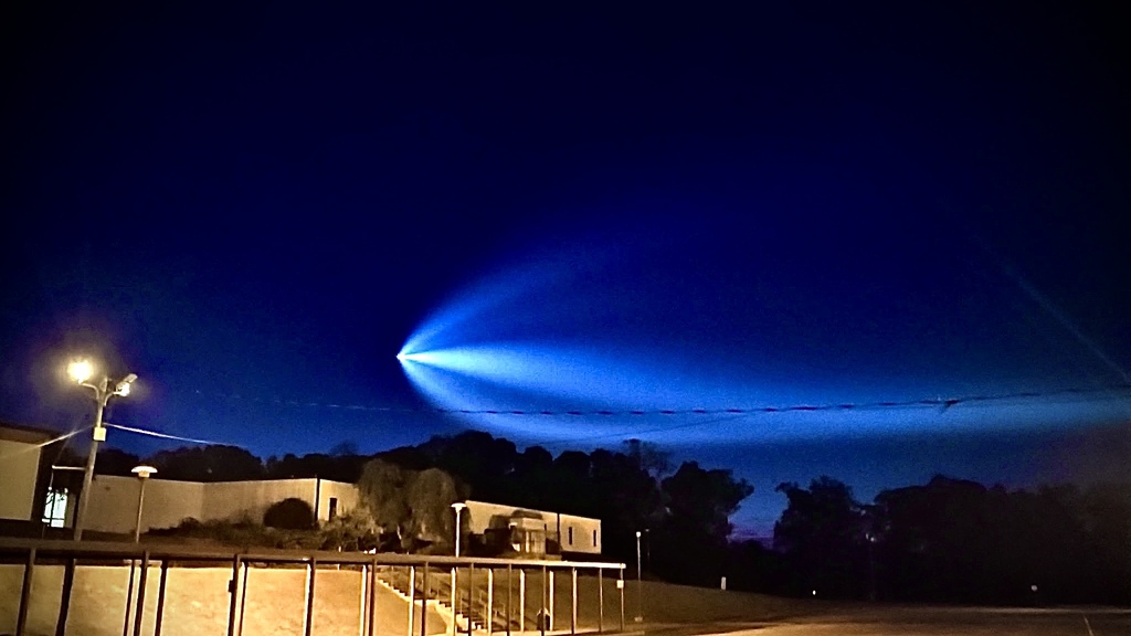 spacex rocket seen above bfa