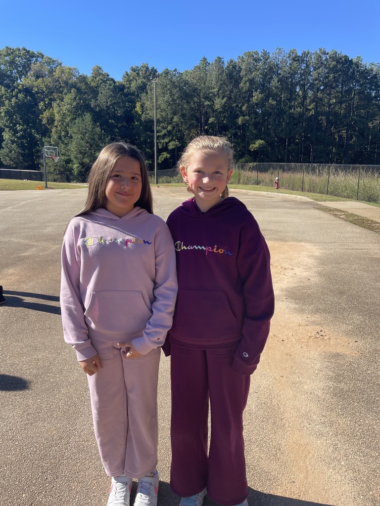 two girls dressed in the same jogging suit in two different colors