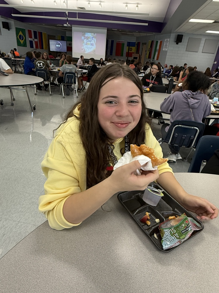 student with donut 