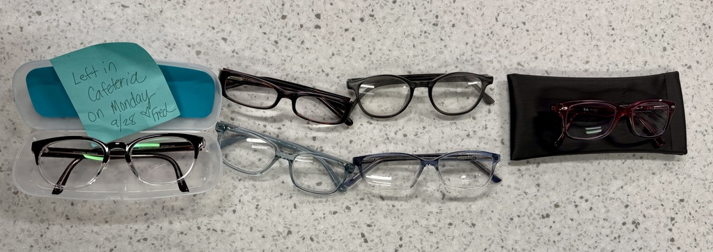 pairs of eyeglasses that have been lost and are in the main office