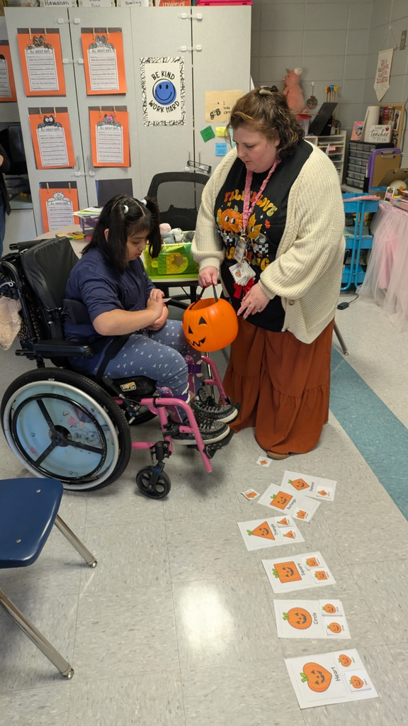 students pulling shapes out of a bucket to match