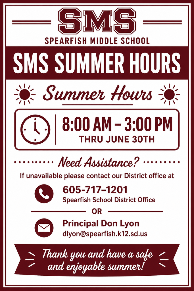 Summer Office Hours 8am-3pm thru June 30th