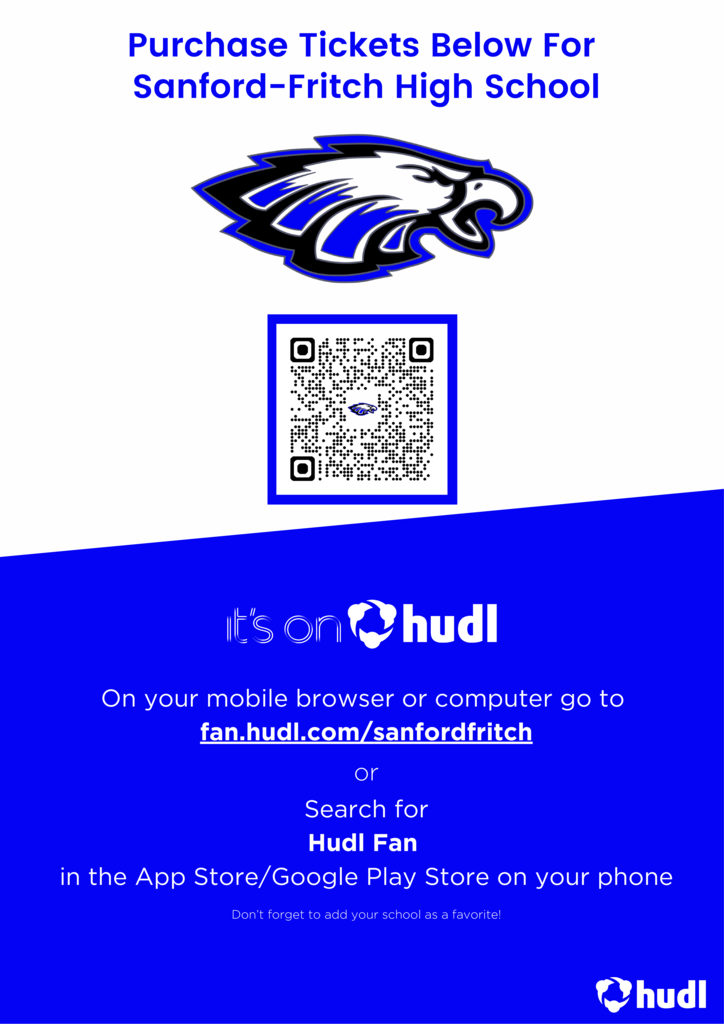 QR code to purchase tickets for 7/8/JV Sandford Fritch game  10/16/25