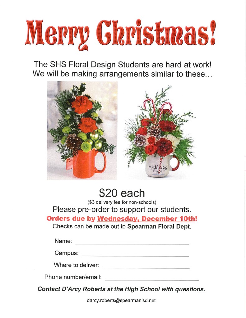 SHS Floral Design Fundraising Event - orders due Dec. 10