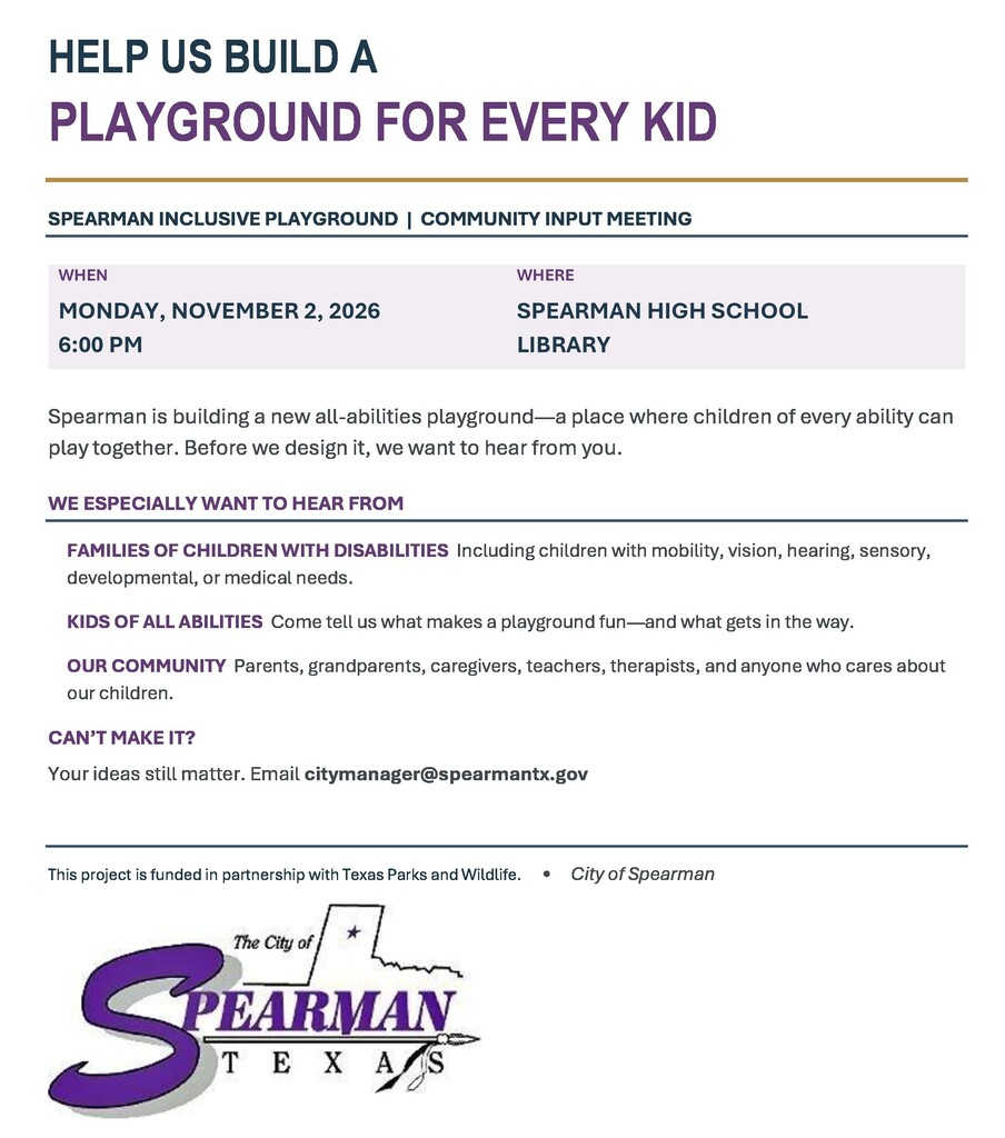 City of Spearman information flyer