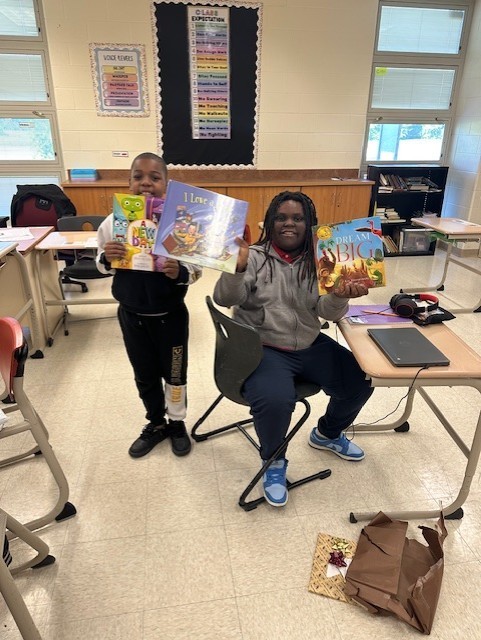 Picture of students with books