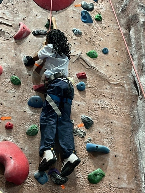 Photo of Independence student rock climbing