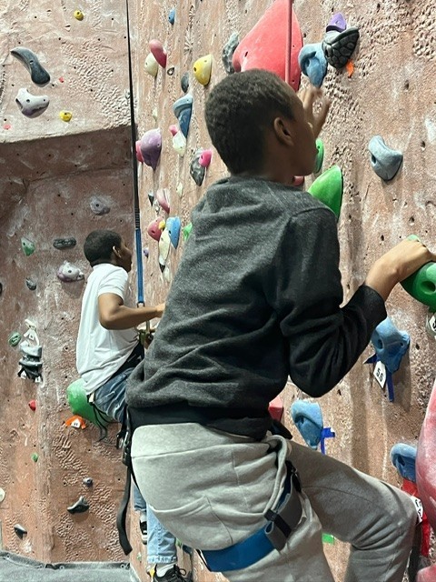 Photo of Independence students rock climbing