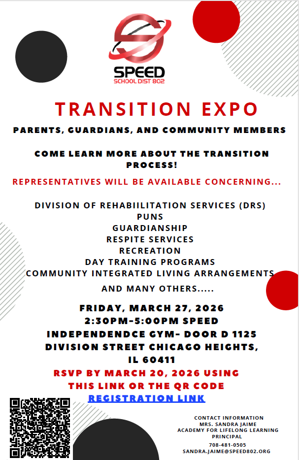 Transition Expo Flyer - Friday March 27, 2026 - 2:30pm - 5:00pm - 1125 Division Street Chicago Heights, IL.