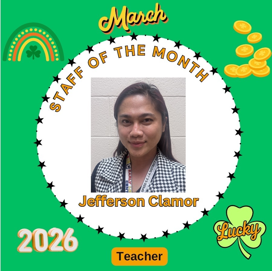 ELC staff of the month for March 2026 - Jefferson Clamor