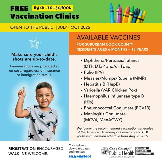 Cook County Free Vacation Clinic Flyer - Click the link for details