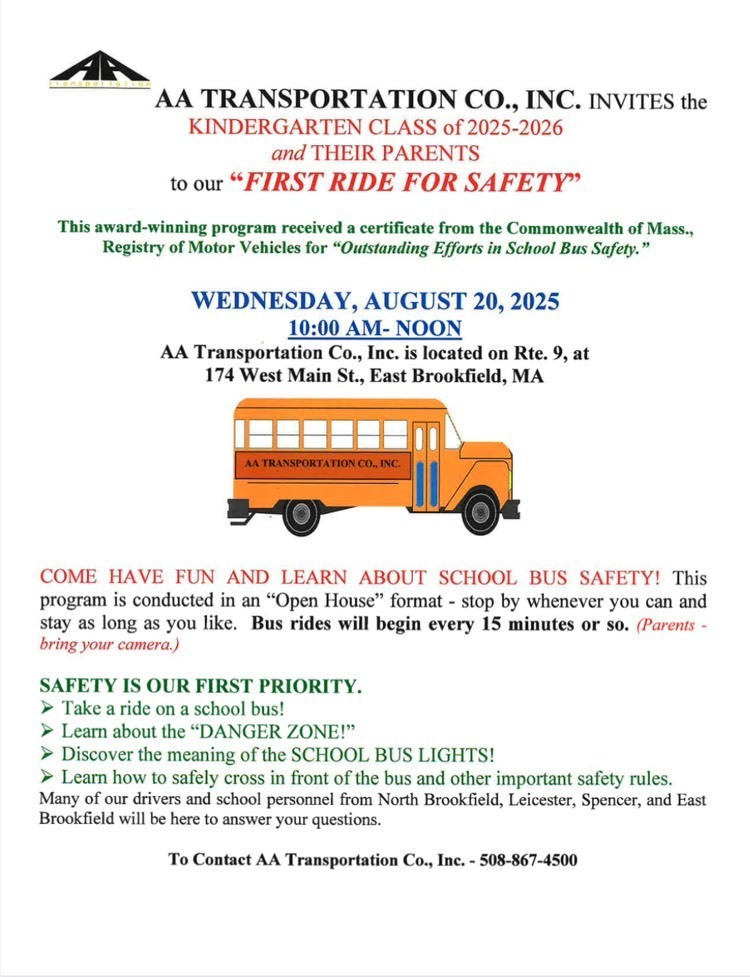 Save the Date: AA Transportation invites all incoming kindergarten parents/families and students to come out for their “First Ride for Safety!” @ChooseSEBRSD