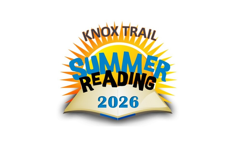 Knox Trail Summer Reading 2026 with open book and sun graphic in background
