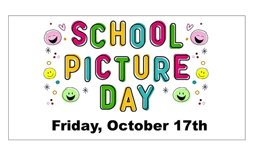 school picture day colorful words and smiley faces