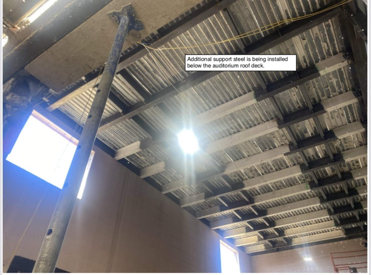 David Prouty High School Building Project Update #182: Construction progress photos of the phase 2 ICF addition, pier foundations, structural steel, masonry renovations & underground utilities. @ChooseSEBRSD @MASC_SchoolComm @MASchoolsK12 @Mass_SBA