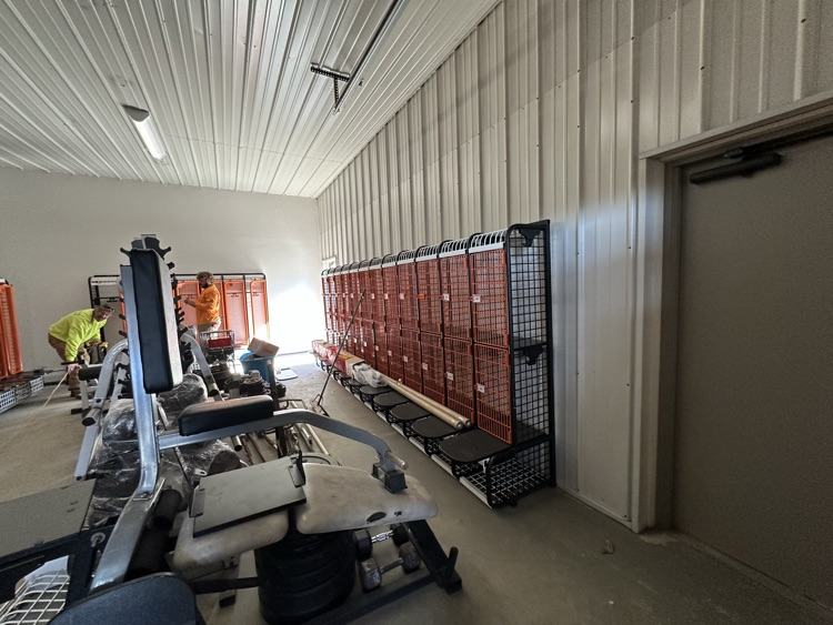  football lockers getting  installed at Archambeault field