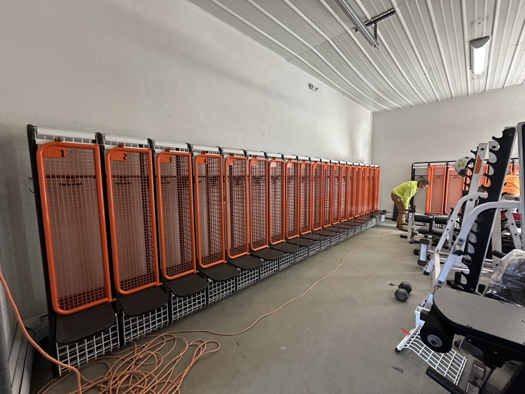  football lockers getting installed at Archambeault 