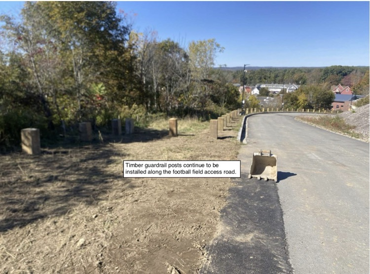 David Prouty High School Building Project Update #191: Construction progress photos of the ICF addition, entrance sign, underground storm drainage & the timber guardrails. @ChooseSEBRSD @MASCSchoolComm @MASchoolsK12 @Mass_SBA