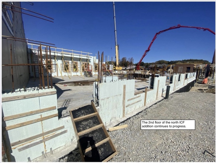 David Prouty High School Building Project Update #192: Construction progress photos of the ICF addition, entrance sign, underground storm drainage & the timber guardrails. @ChooseSEBRSD @MASCSchoolComm @MASchoolsK12 @Mass_SBA