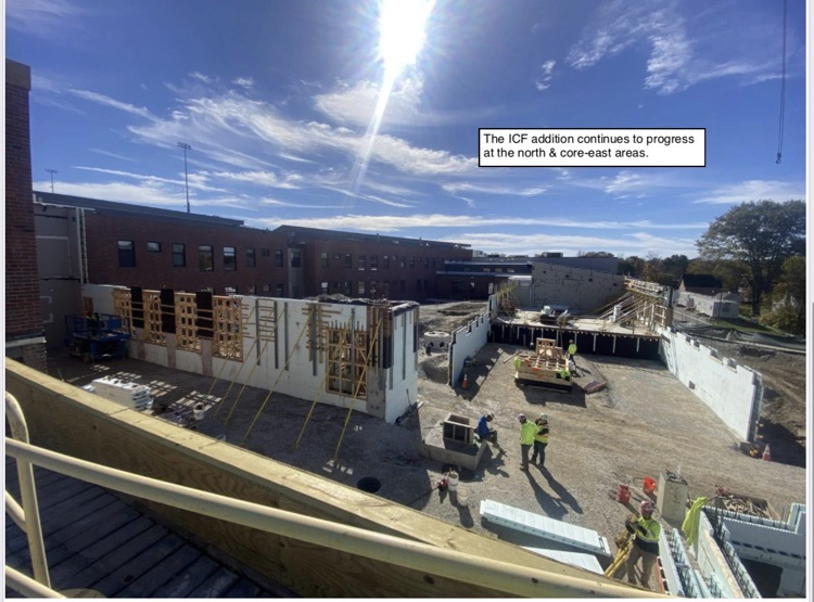 David Prouty High School Building Project Update #193: Construction progress photos of the timber guardrails, site work, ICF addition & A wing renovation. @ChooseSEBRSD @MASCSchoolComm @MASchoolsK12 @Mass_SBA
