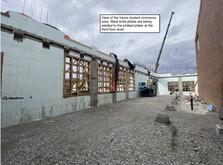 David Prouty High School Building Project Update #195: Construction progress photos of the ICF structure, underground electrical & plumbing, and the A wing renovation. @ChooseSEBRSD @MASCSchoolComm @MASchoolsK12 @Mass_SBA