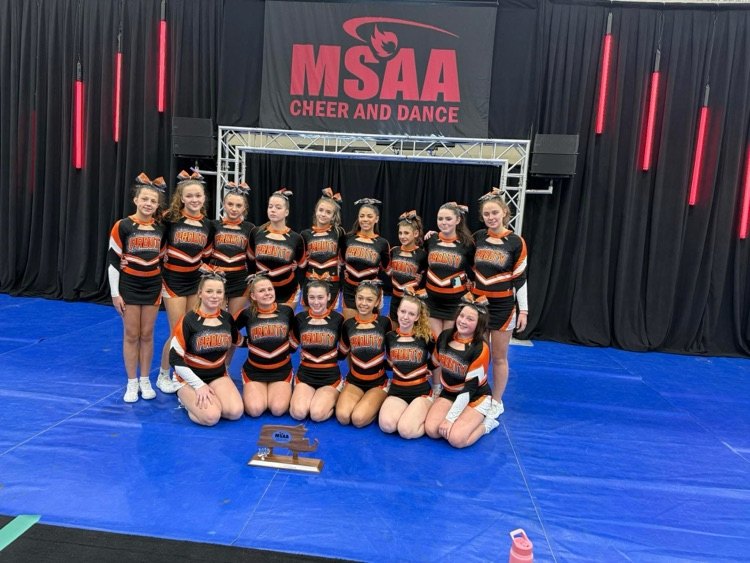 Prouty Cheer earns second place at Regionals and moves on to States next Saturday at Worcester State University! #LetsGoProuty #GoPanthers 📣 @ChooseSEBRSD @MASchoolsK12 @MIAA033