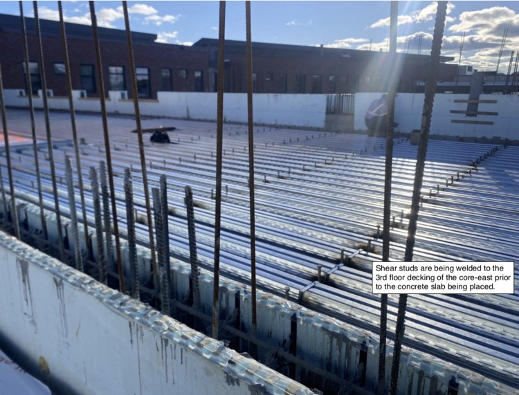 David Prouty High School Building Project Update #199: Construction progress photos of new moisture protection in A wing, overhead plumbing, masonry restoration & structural steel. @ChooseSEBRSD @MASCSchoolComm @MASchoolsK12 @Mass_SBA 